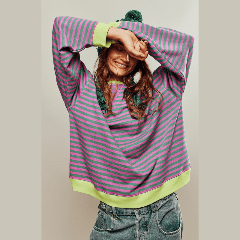 Bonjour MelbourneTruiHelena - Chic Striped Sweater for Cozy Autumn Style