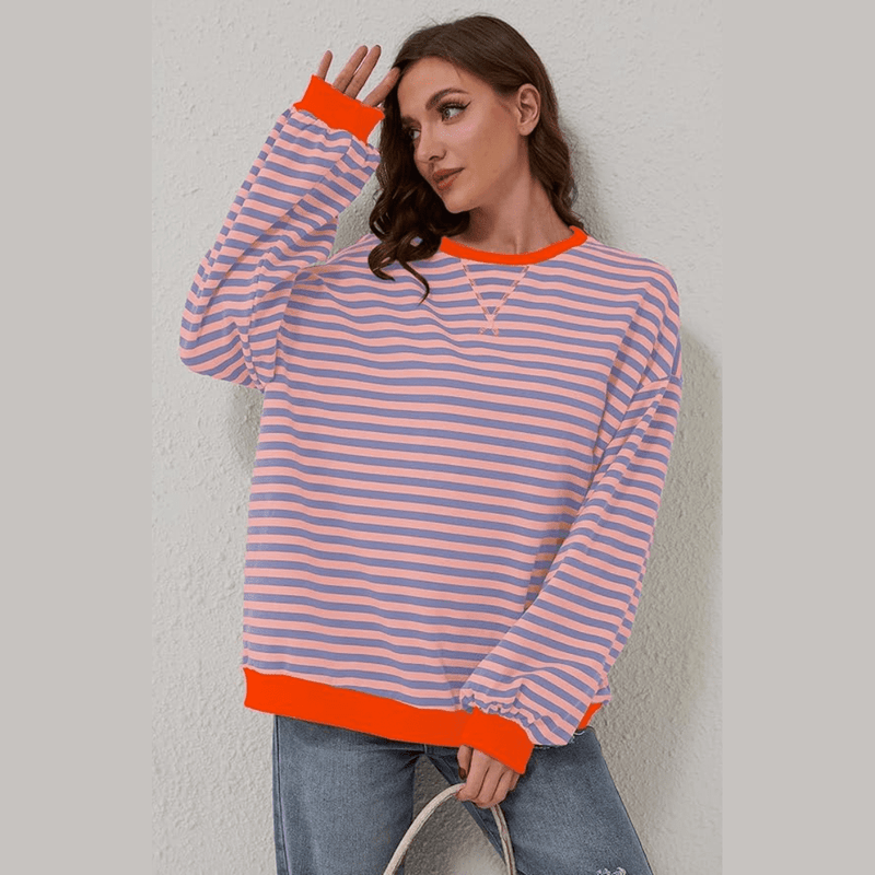 Bonjour MelbourneTruiHelena - Chic Striped Sweater for Cozy Autumn Style