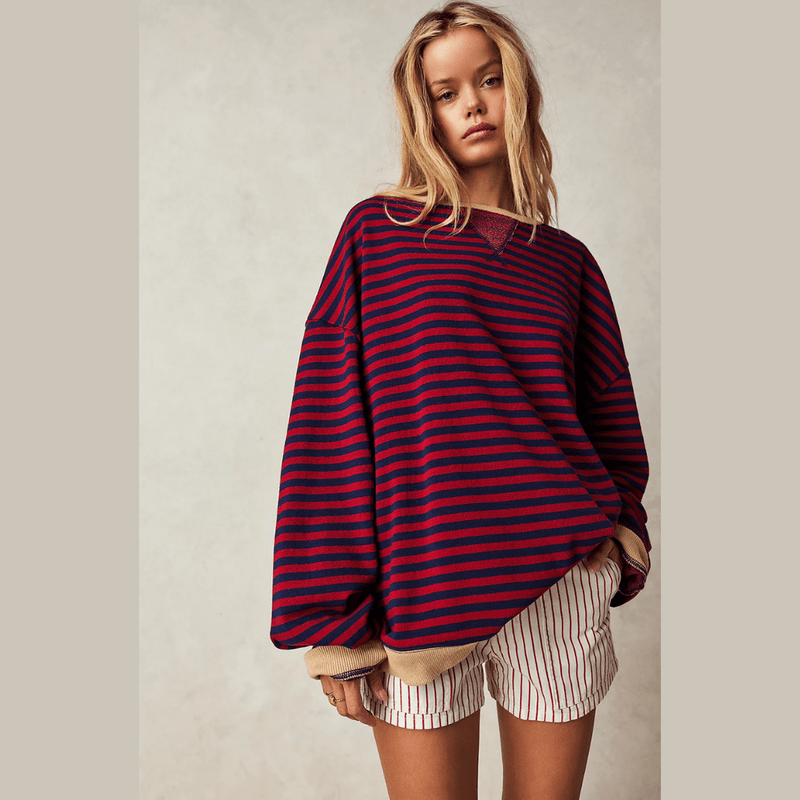 Bonjour MelbourneTruiHelena - Chic Striped Sweater for Cozy Autumn Style
