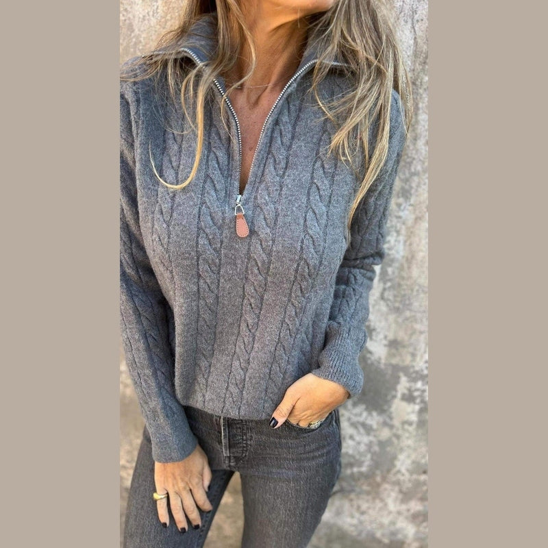 Bonjour MelbourneTruiRosalie - Stylish Women's Sweater with Sophisticated Half-Zip Detail