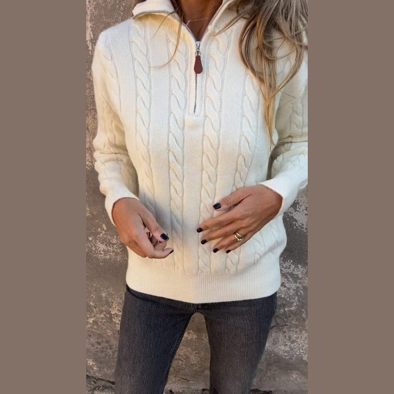 Bonjour MelbourneTruiRosalie - Stylish Women's Sweater with Sophisticated Half-Zip Detail