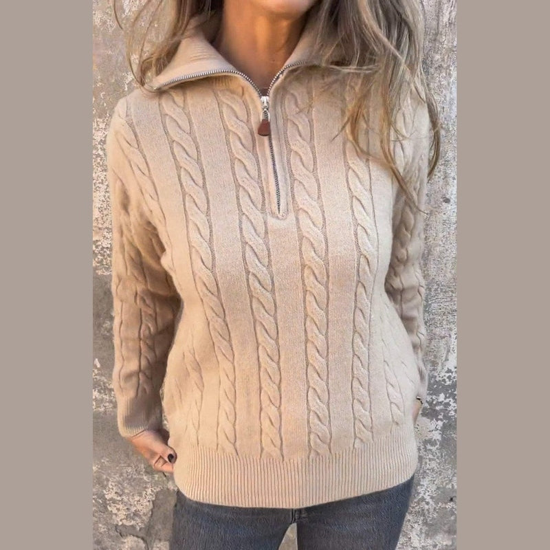 Bonjour MelbourneTruiRosalie - Stylish Women's Sweater with Sophisticated Half-Zip Detail