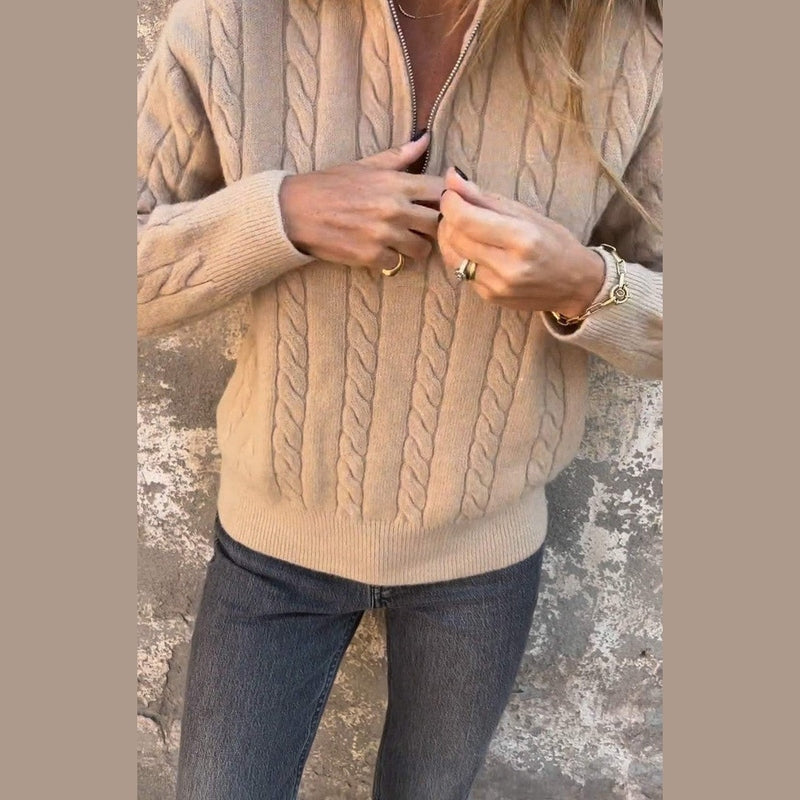 Bonjour MelbourneTruiRosalie - Stylish Women's Sweater with Sophisticated Half-Zip Detail