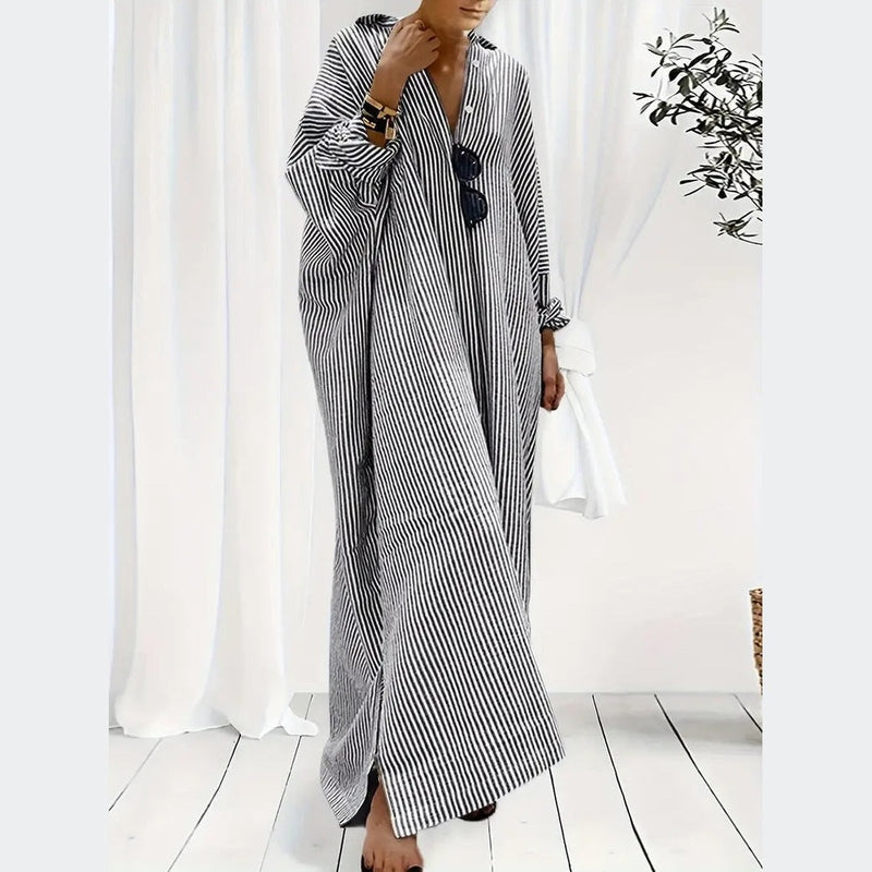 Bonjour MelbourneWomen's DressesWomen's Striped Maxi Dress - Effortless Summer Kaftan Style