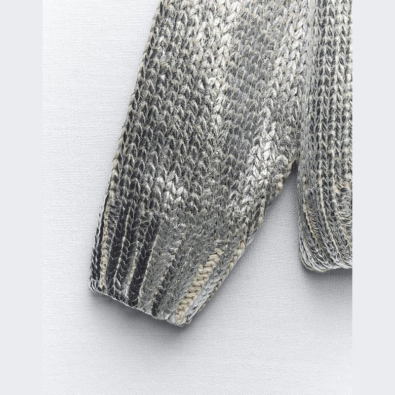 Bonjour Melbournewomen HoodieMia - Shimmering Metallic Knit Hoodie for Ultimate Style and Comfort