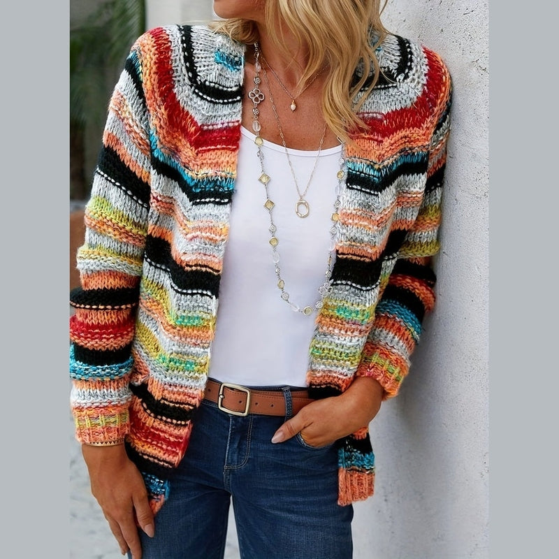 Bonjour Melbournewomen SweaterMia - Cozy Multicolor Knitted Cardigan for Stylish Comfort