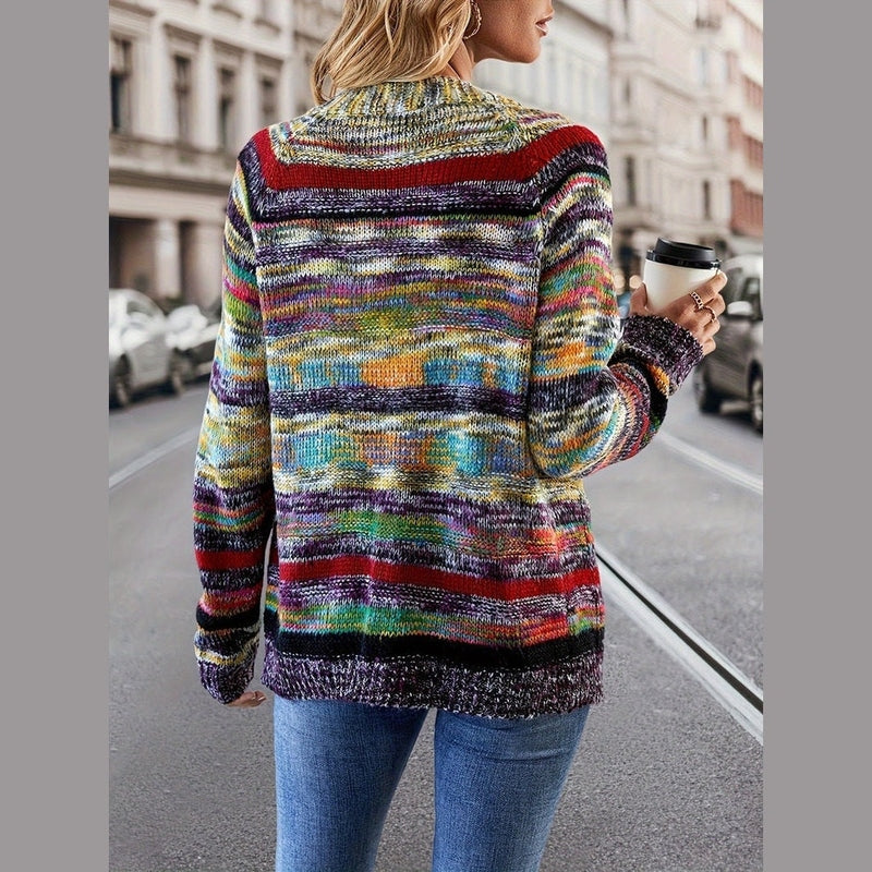 Bonjour Melbournewomen SweaterMia - Cozy Multicolor Knitted Cardigan for Stylish Comfort