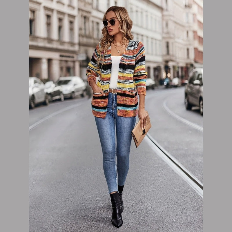 Bonjour Melbournewomen SweaterMia - Cozy Multicolor Knitted Cardigan for Stylish Comfort