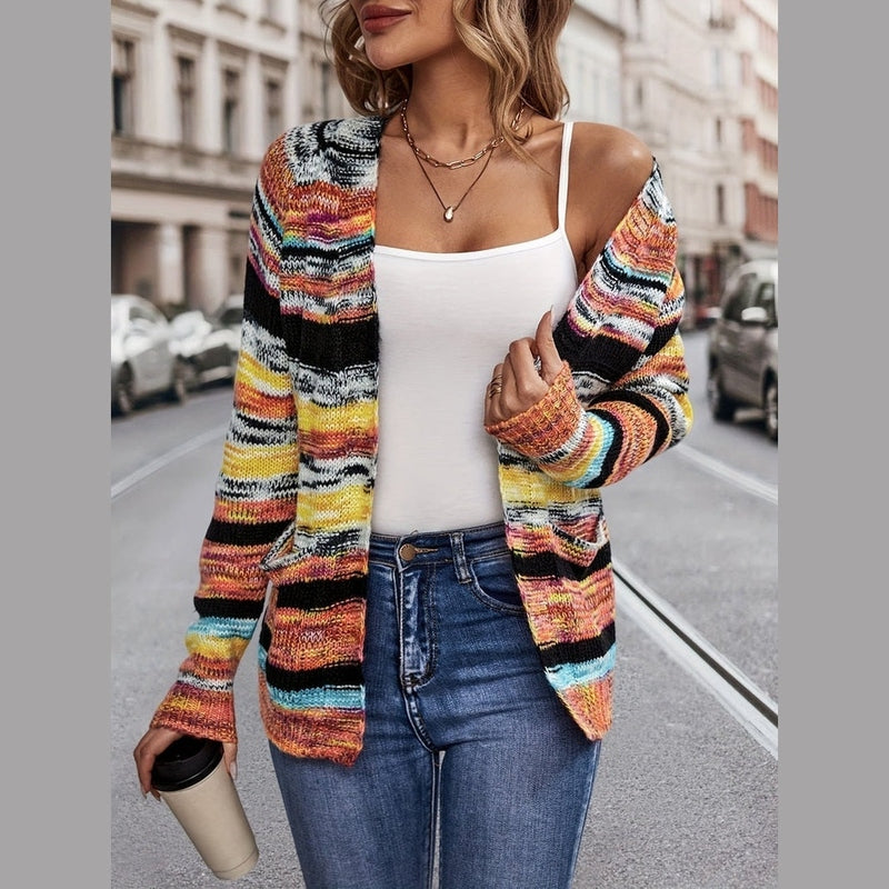 Bonjour Melbournewomen SweaterMia - Cozy Multicolor Knitted Cardigan for Stylish Comfort