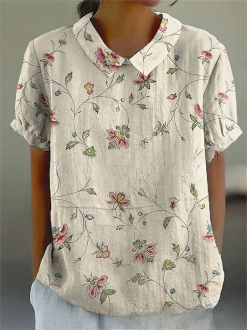 Chic Vintage Floral Blouse for Women - Casual Elegance 10