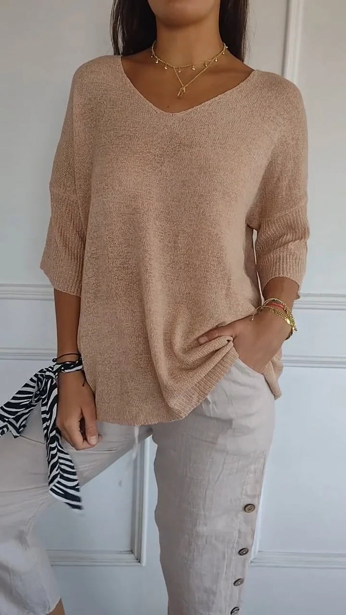 Chic Women's V-Neck Knitting Top - Stylish Going Out Top 2