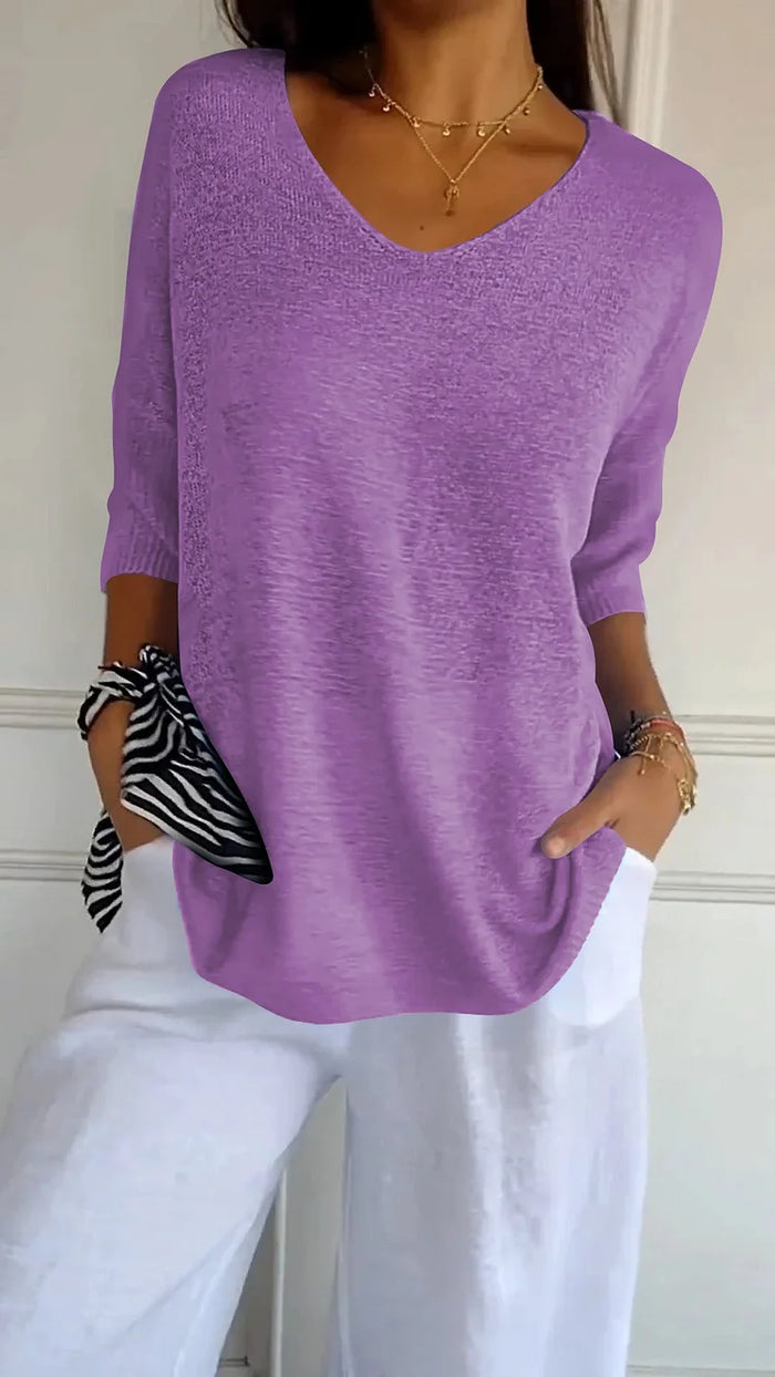 Chic Women's V-Neck Knitting Top - Stylish Going Out Top 4