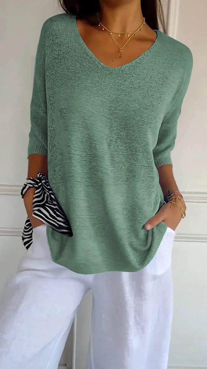 Chic Women's V-Neck Knitting Top - Stylish Going Out Top 6
