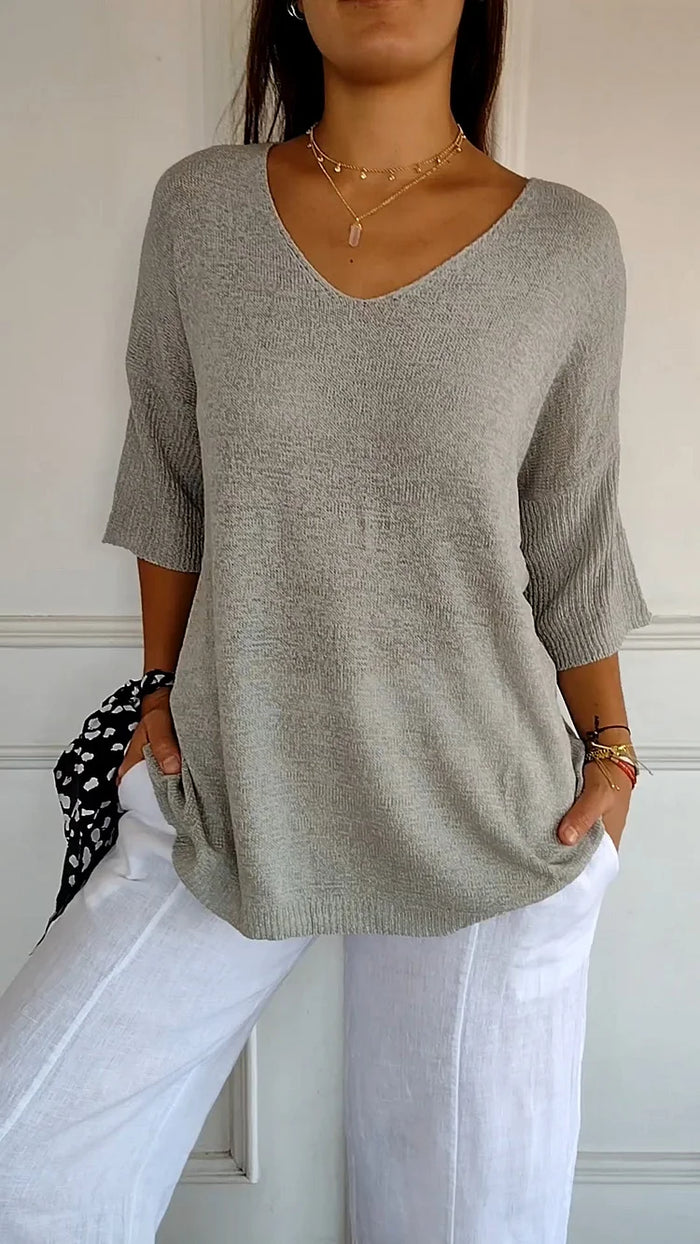 Chic Women's V-Neck Knitting Top - Stylish Going Out Top 7