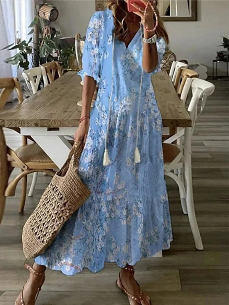 Elegant Boho Midi Dress for Women - Summer Dresses with Half-Length Sleeves 2