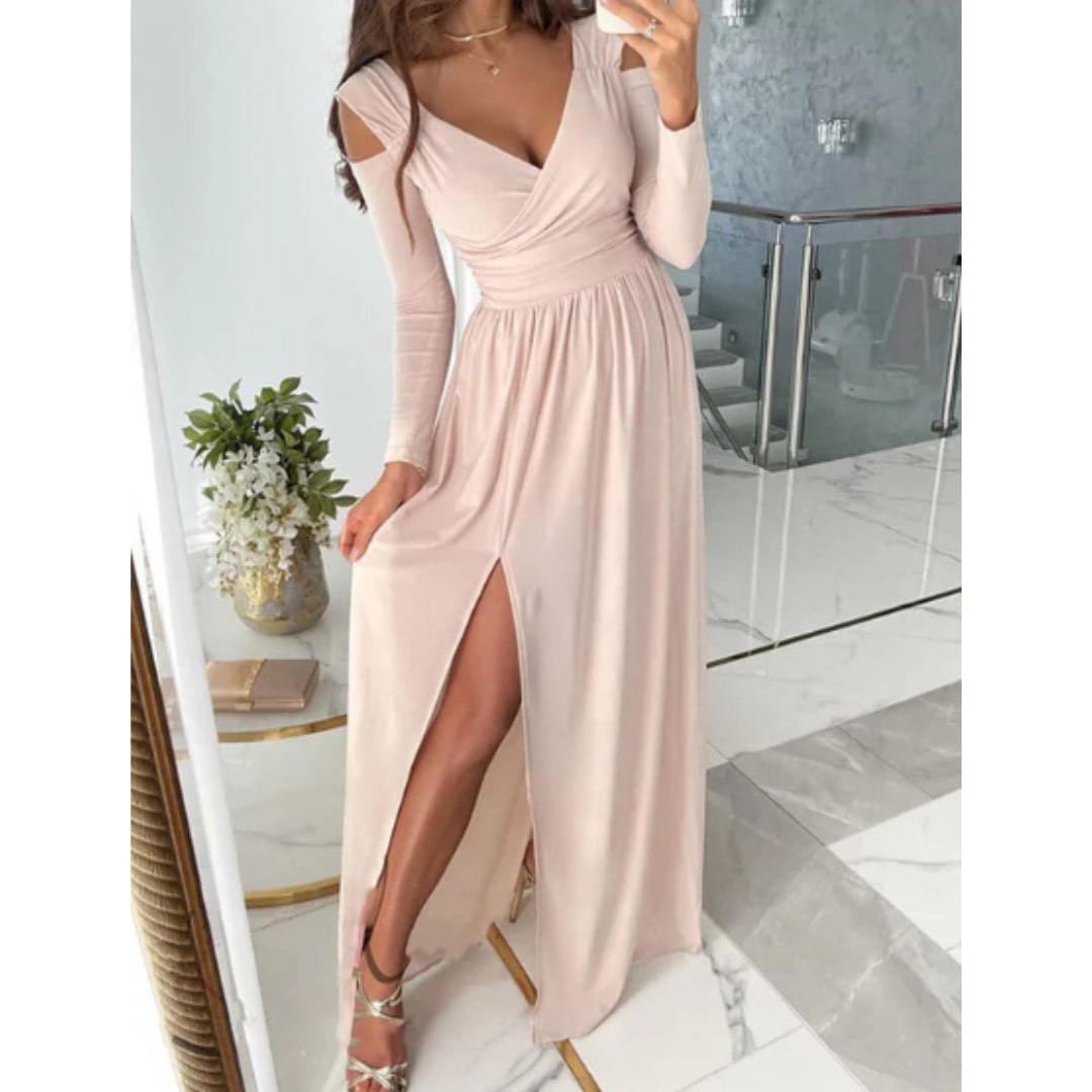 Elegant Long Sleeve Black Evening Dress with Slit for Women 4