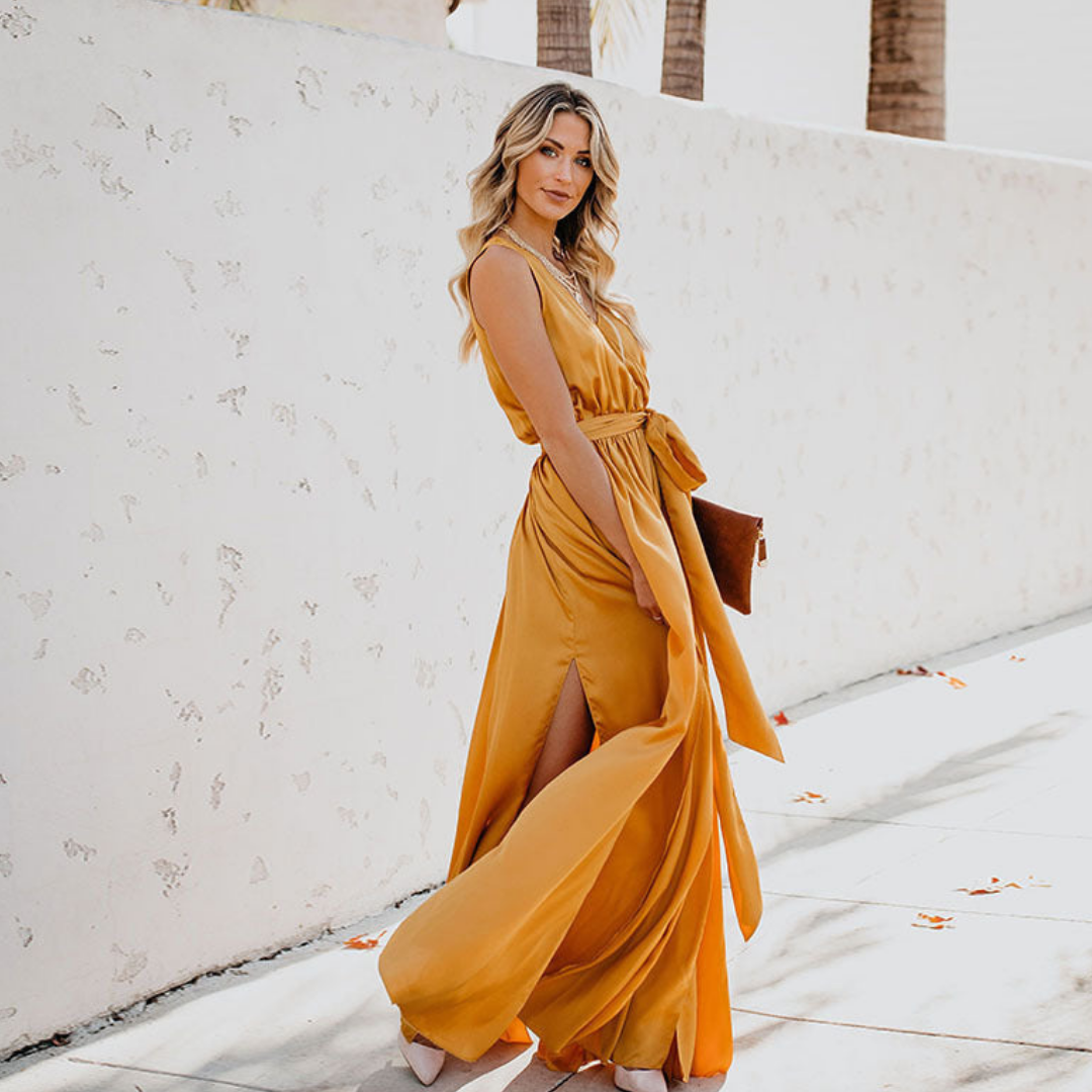 Elegant Maxi Dress with Side Slot and Waist Band 0