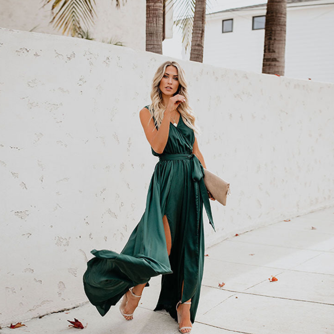 Elegant Maxi Dress with Side Slot and Waist Band 2