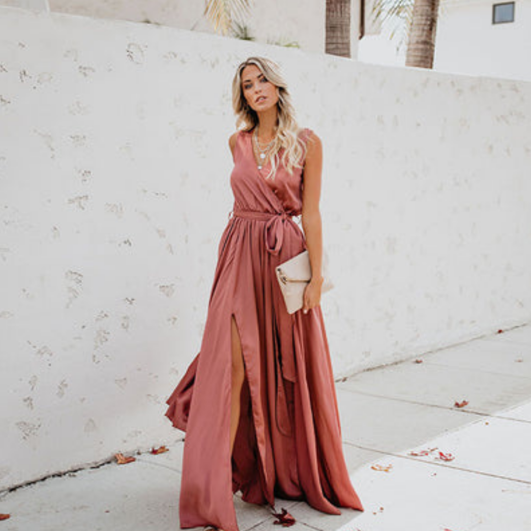 Elegant Maxi Dress with Side Slot and Waist Band 3