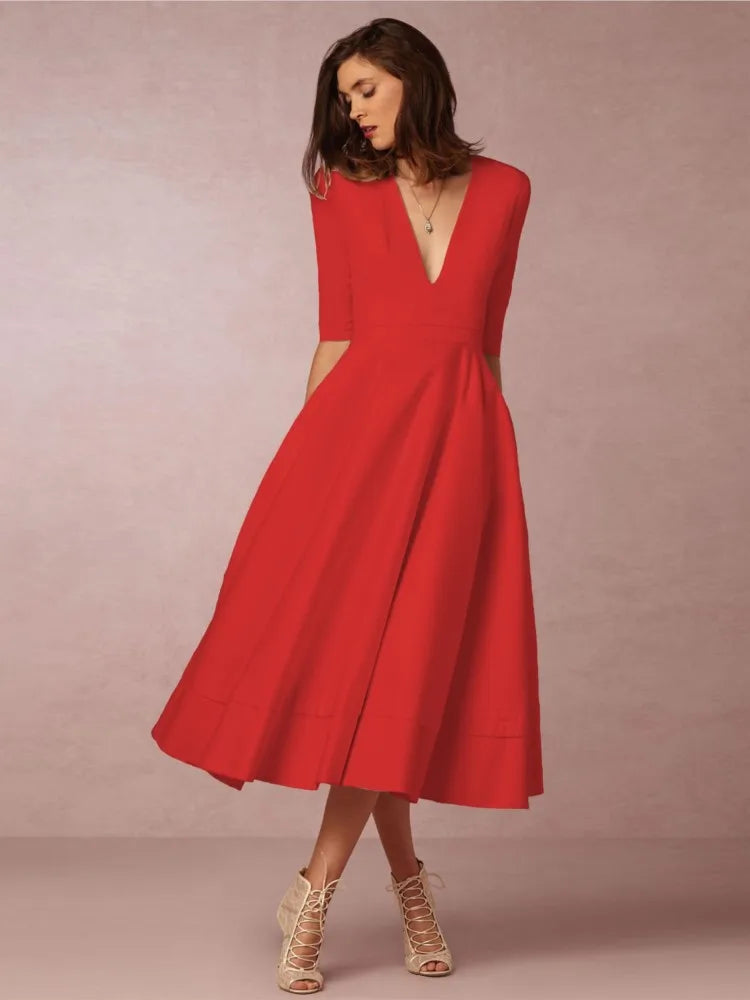 Elegant Midi Evening Dress - Timeless Formal Gown for Women 1