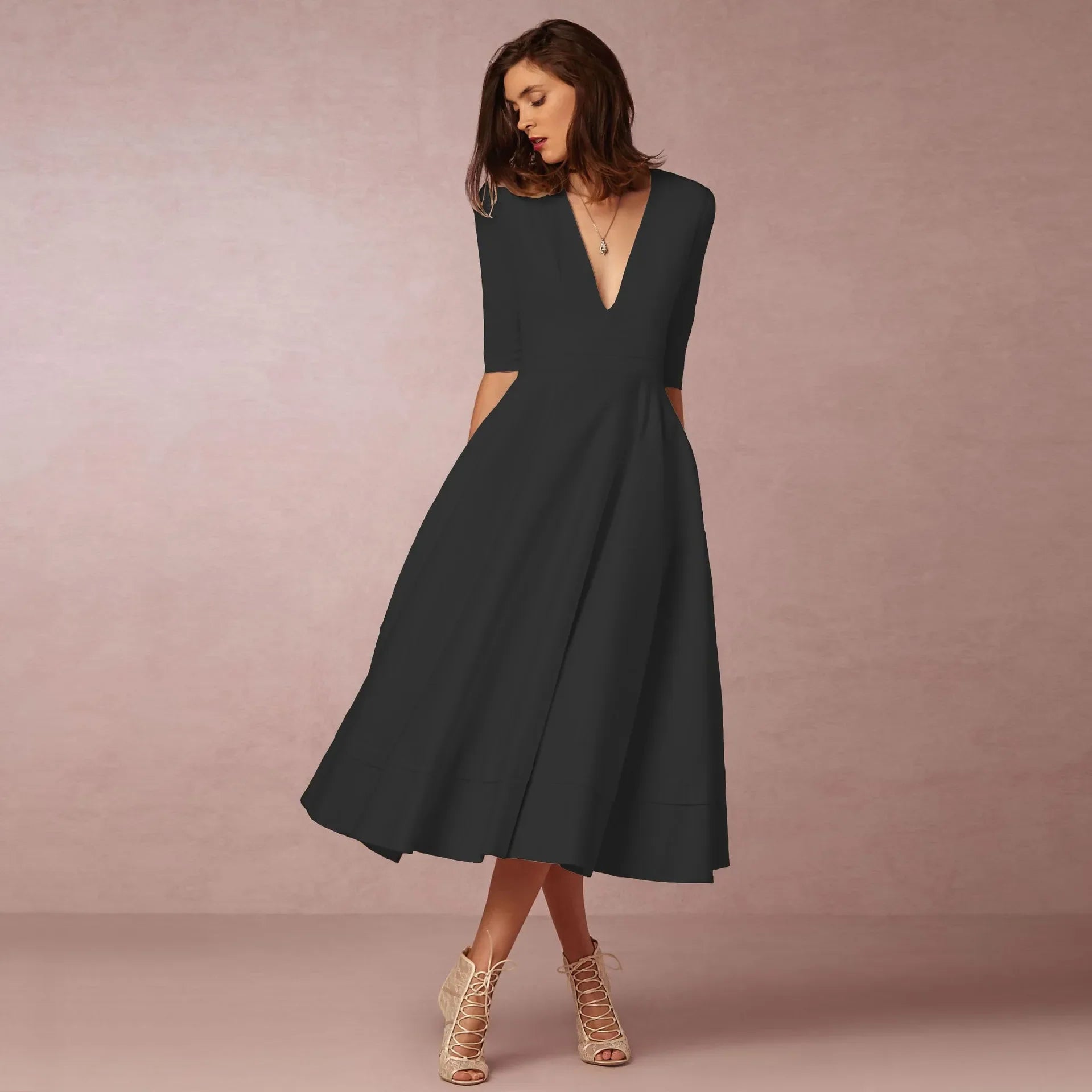 Elegant Midi Evening Dress - Timeless Formal Gown for Women 4