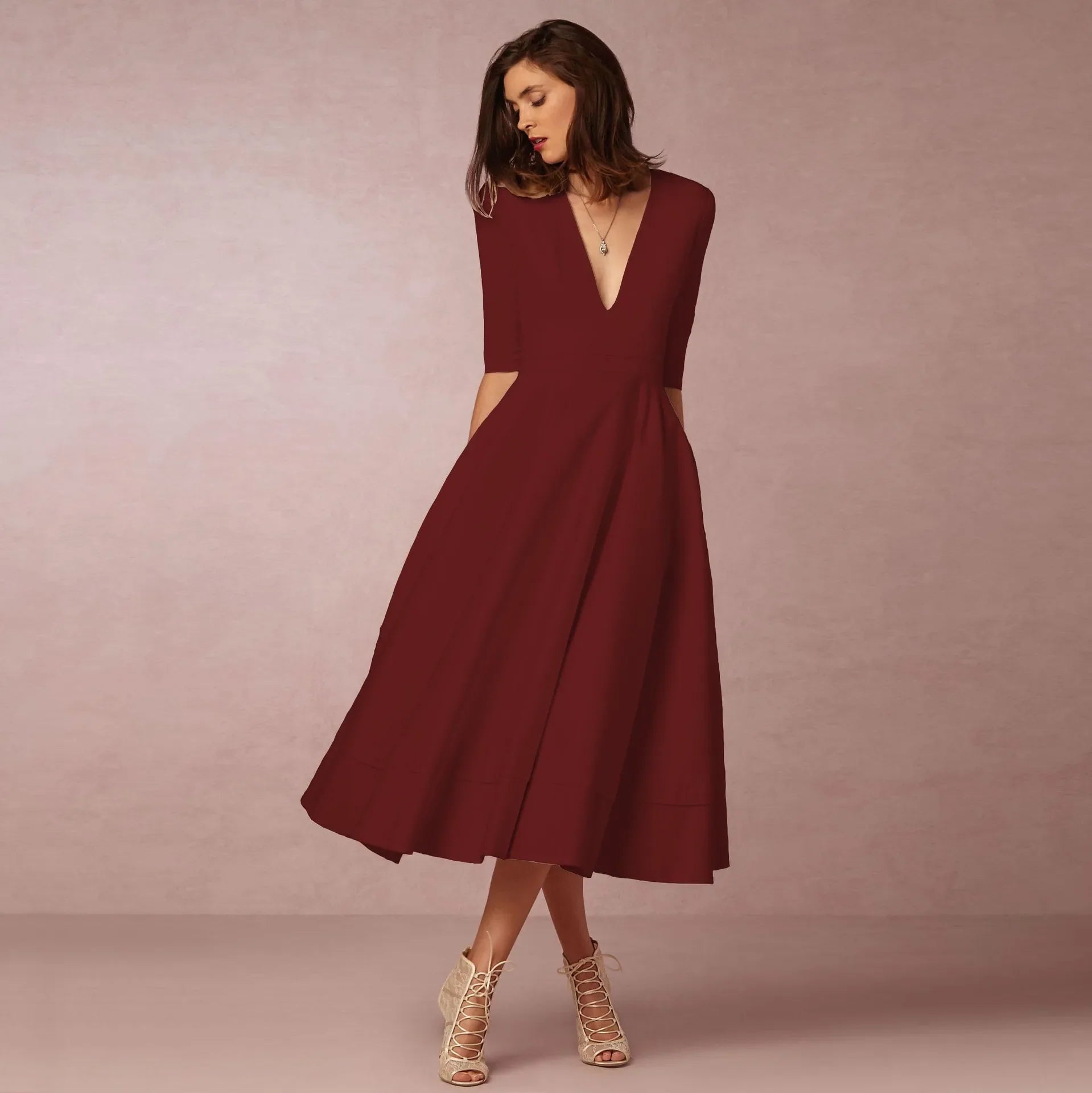 Elegant Midi Evening Dress - Timeless Formal Gown for Women 6