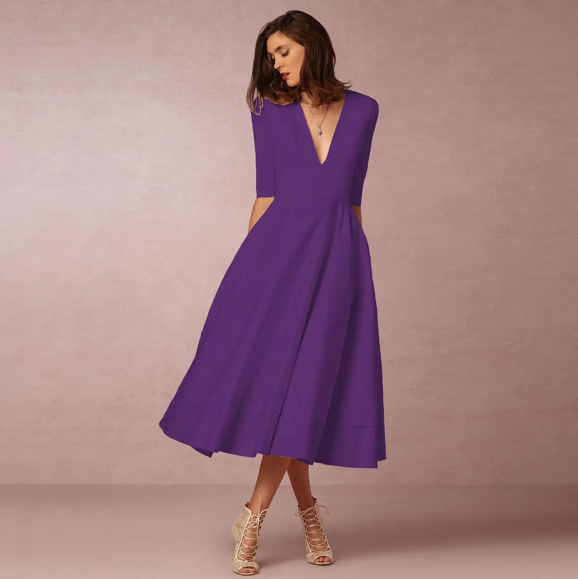 Elegant Midi Evening Dress - Timeless Formal Gown for Women 7