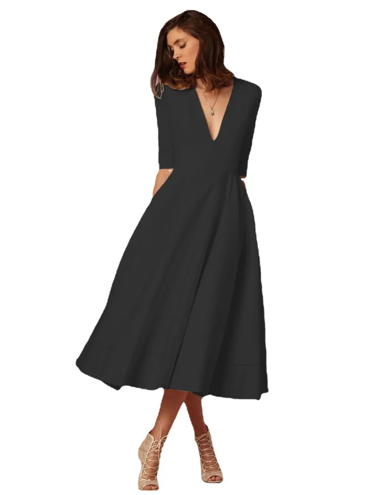 Elegant Midi Evening Dress - Timeless Formal Gown for Women 8