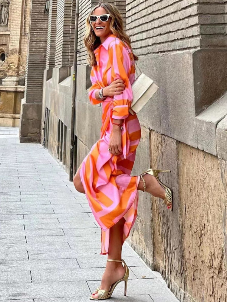 Elegant Midi Wrap Dress with 3/4 Sleeves for Women 1