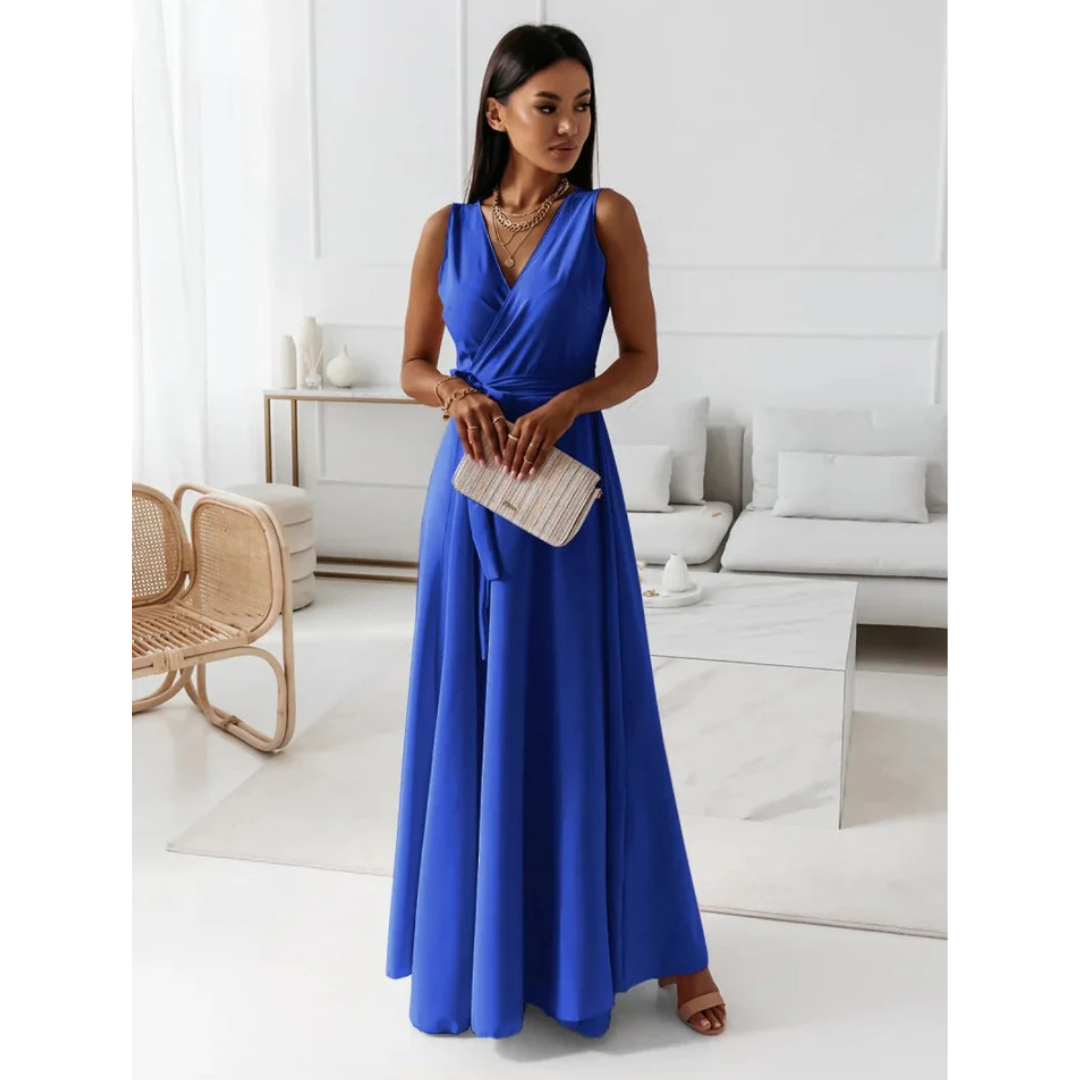 Elegant V-Neck Maxi Dress for Women - Flattering Wrap Design 6