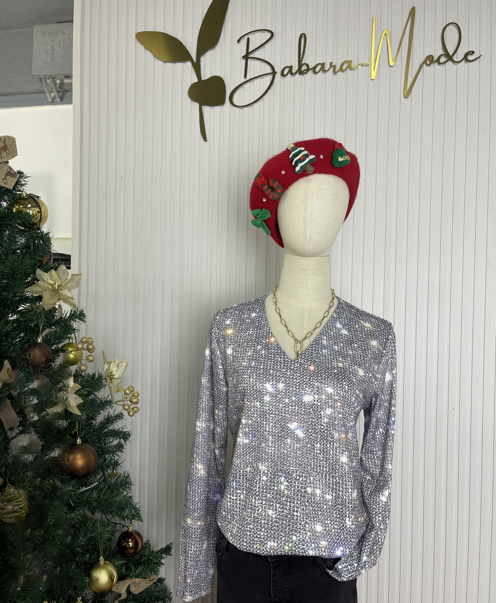 Elegant Women's Long Sleeve Glitter Blouse - Versatile Style 1