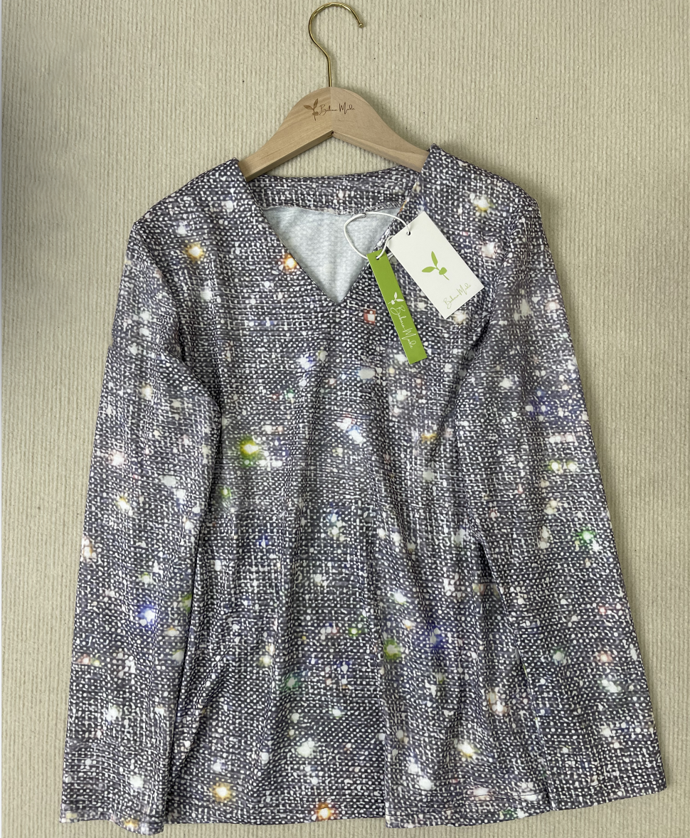 Elegant Women's Long Sleeve Glitter Blouse - Versatile Style 3