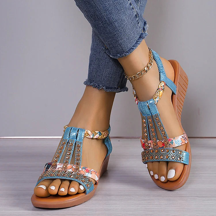 Elegant Women's Sandals - Crystal Embellished Comfort Style 5