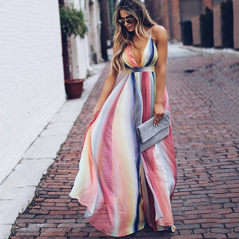 Elegant Women's Sleeveless Deep V-Neck Maxi Dress 4