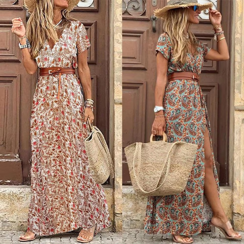 Elegant Women's V-Neck Maxi Dress - Perfect Summer Style 1