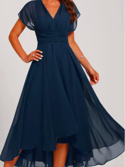 Elegant Women's V-Neck Midi Dress for Formal Occasions 1