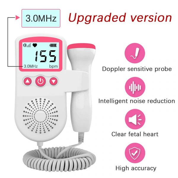 Fetal Doppler Heart Rate Monitor with 3MHz Probe – LCD Display and Integrated Speaker for Home Use 7
