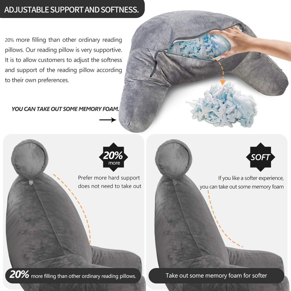 Reading Bed Pillow with Arms – Plush Support for Neck and Back Comfort 3