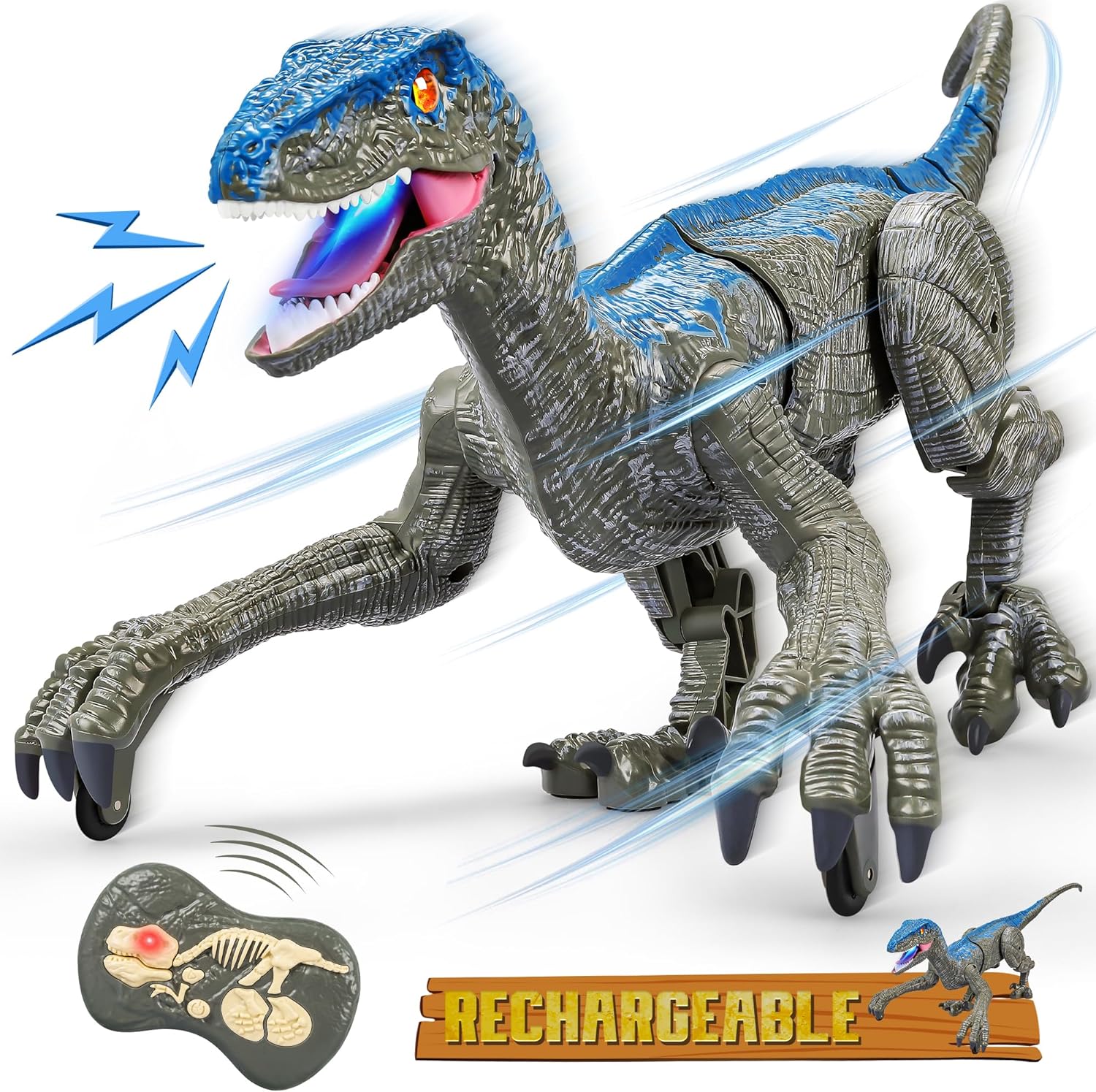 Remote Control Velociraptor Toy with Realistic Movements and Sounds – Interactive Dinosaur for Kids 1