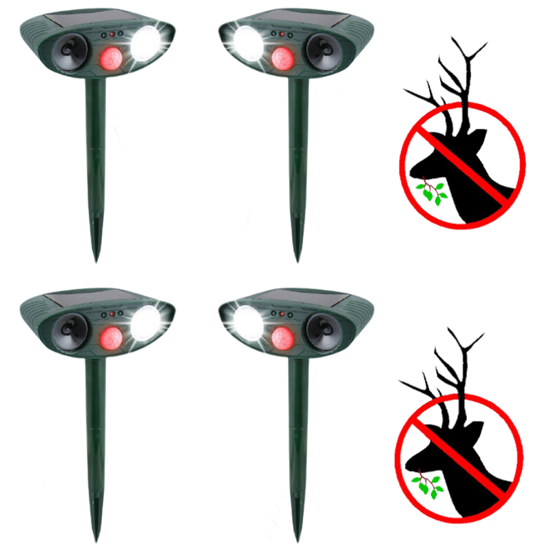 Solar-Powered Ultrasonic Deer Repeller - Pack of 4 for Effective Animal Deterrence 0