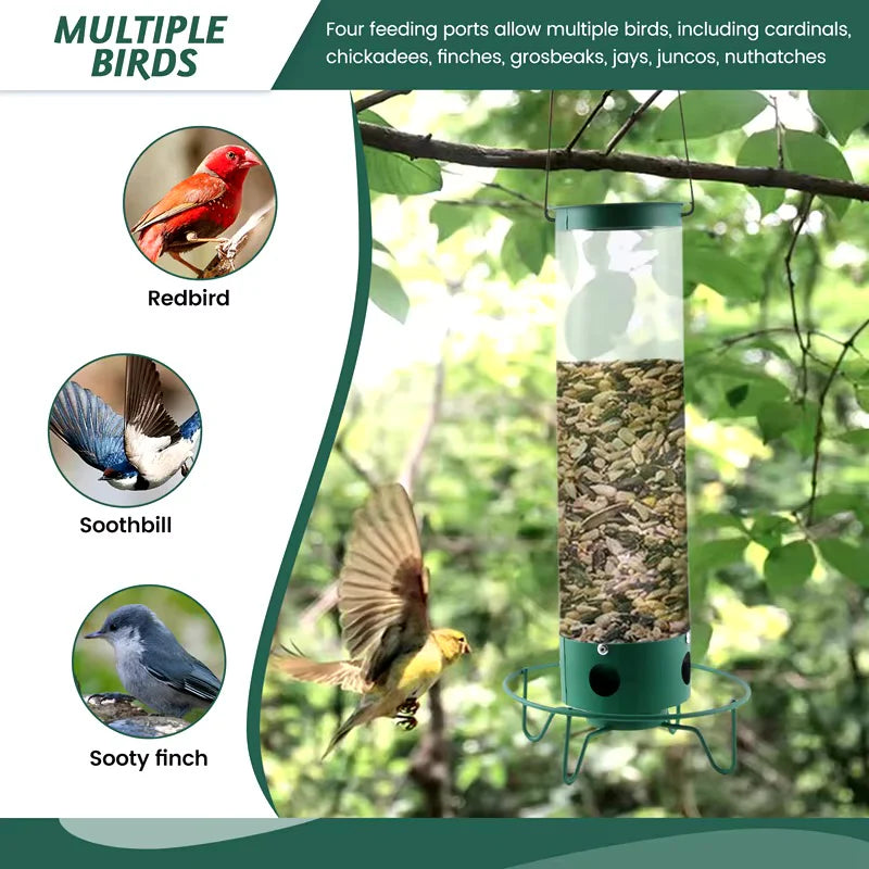 Squirrel-Proof Hanging Bird Feeder with Rotating Perch – Durable Metal Design for Wild Birds and Easy Filling 1