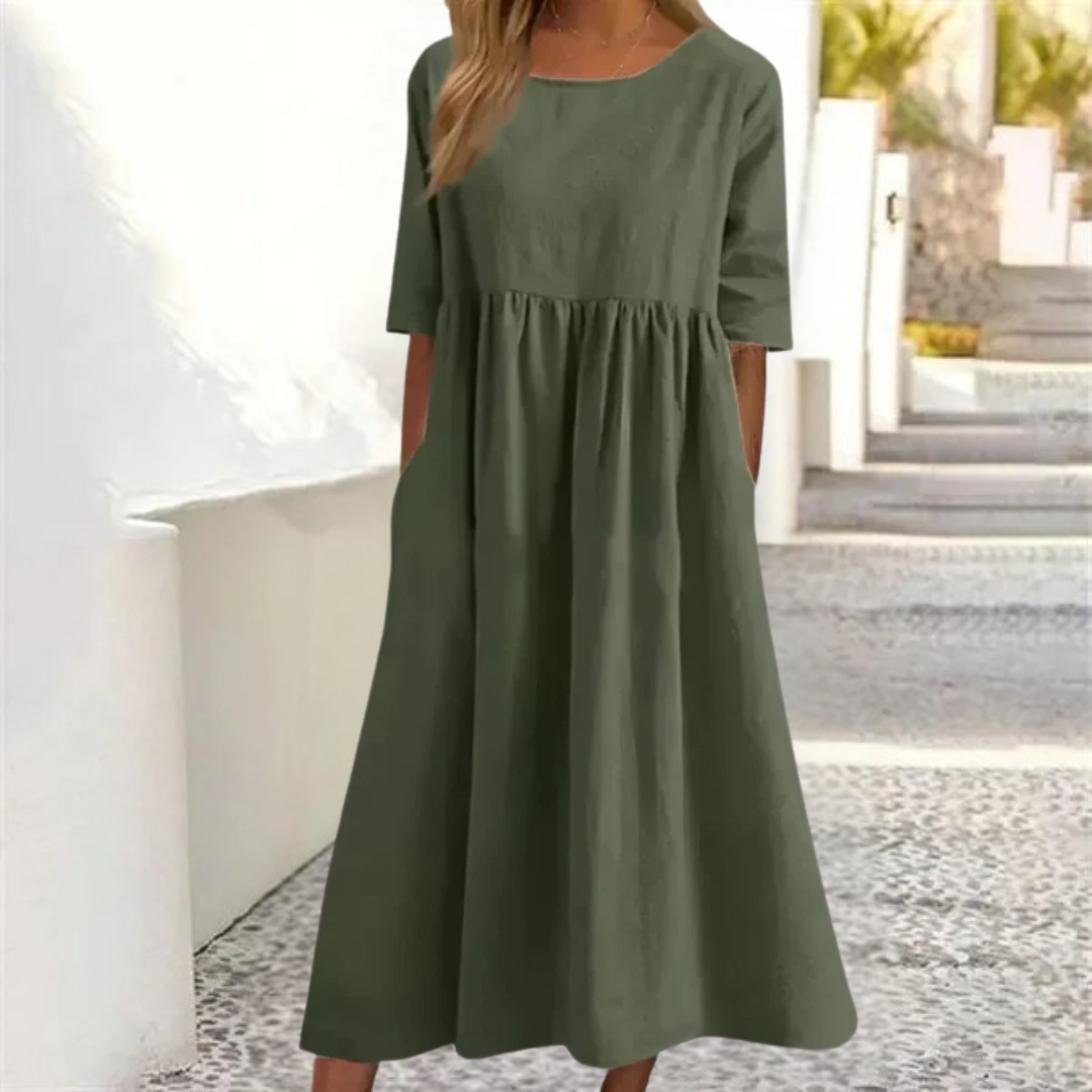 Stylish Loose Fit Midi Summer Dress for Women With Pockets 3