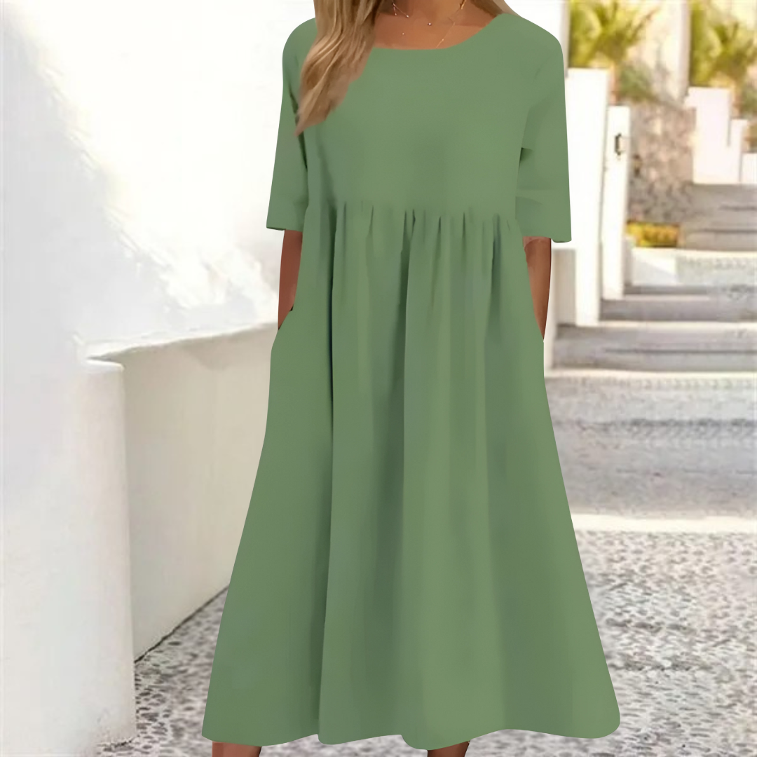 Stylish Loose Fit Midi Summer Dress for Women With Pockets 4