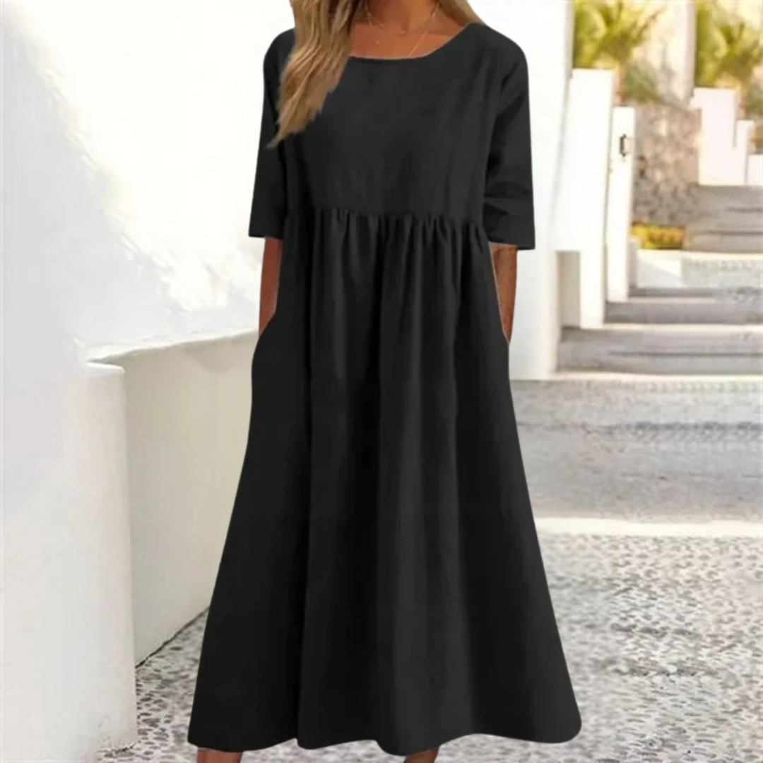 Stylish Loose Fit Midi Summer Dress for Women With Pockets 5