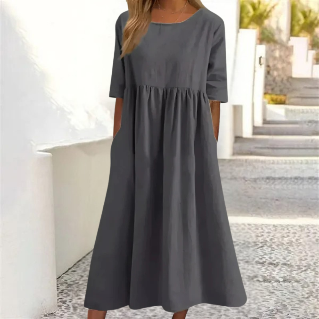 Stylish Loose Fit Midi Summer Dress for Women With Pockets 6
