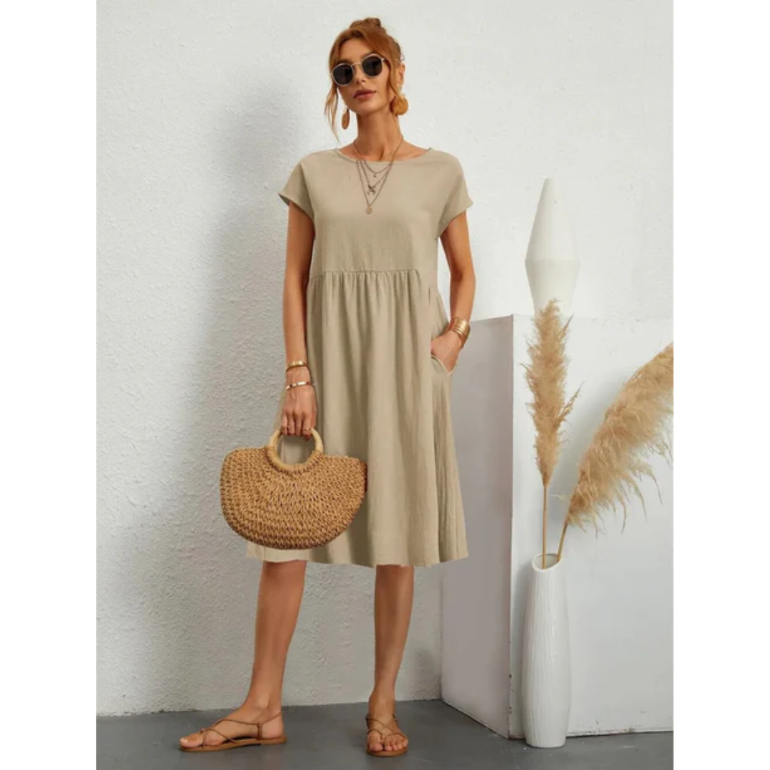 Stylish Midi Summer Dress with Short Sleeves for Women 1