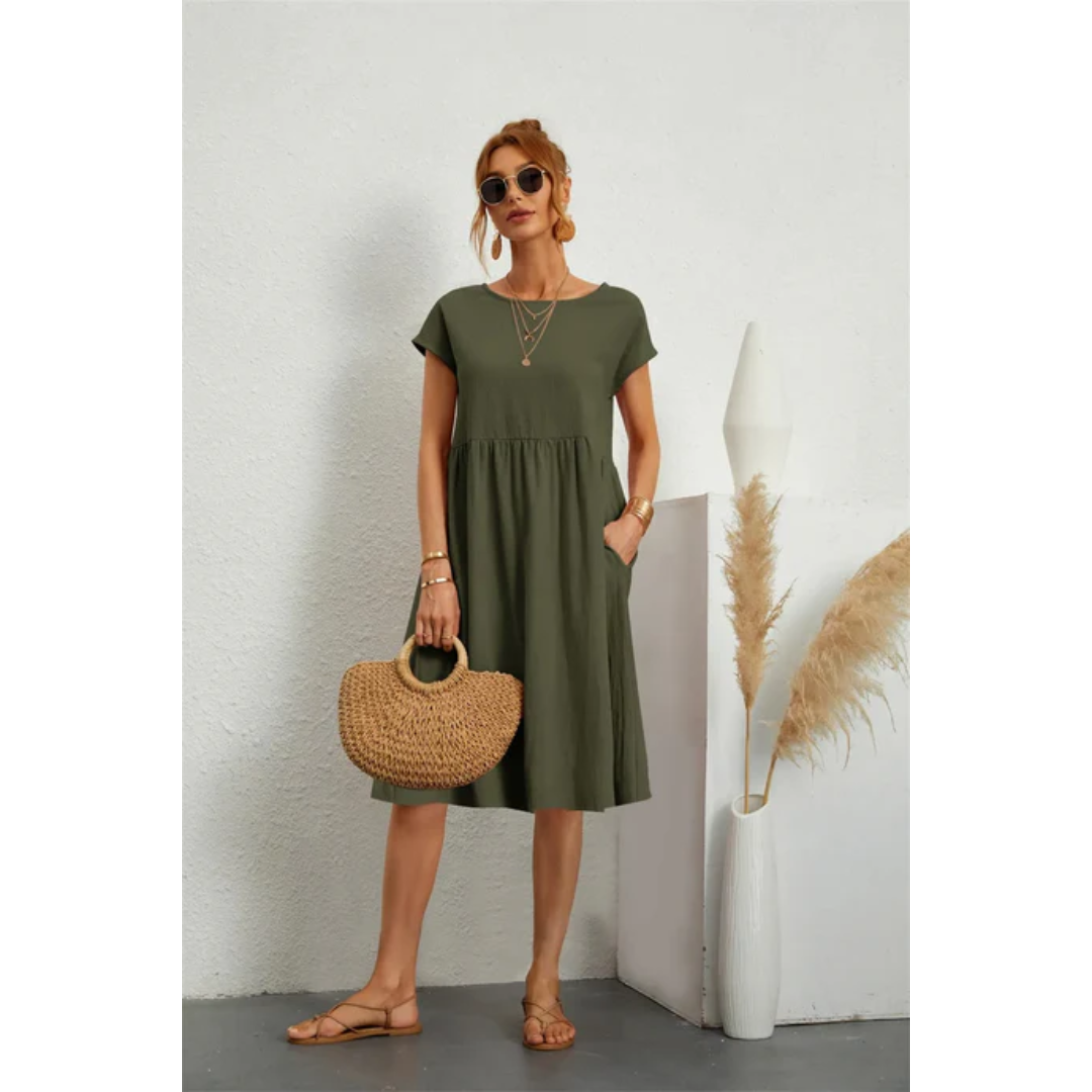 Stylish Midi Summer Dress with Short Sleeves for Women 3