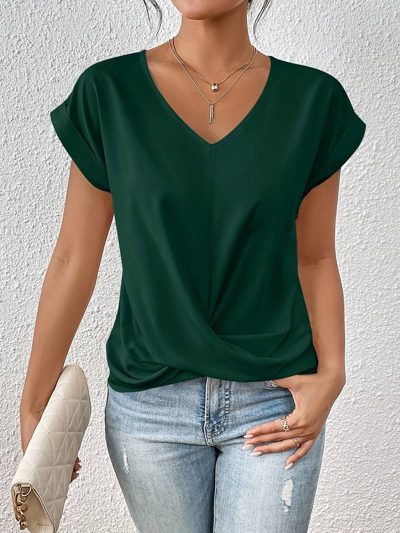 Stylish Women's Blouse with V-Neck & Twisting Detail 5
