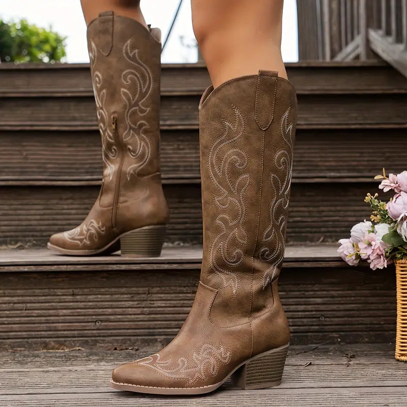 Stylish Women's Chunky Heel Cowboy Boots for Every Occasion 0