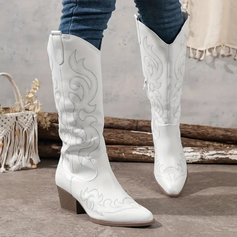 Stylish Women's Chunky Heel Cowboy Boots for Every Occasion 1